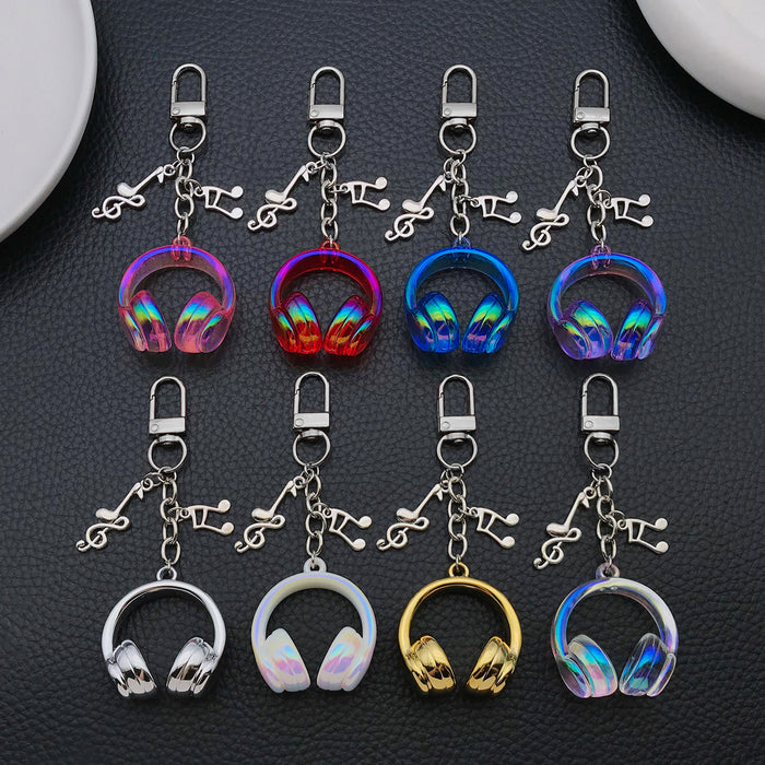 Eight-Color Headphone and Music Note Clip Keychain Collection