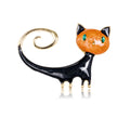 Black Gold Tone Cat Enamel Two Designs Metal Brooch Pin view 1
