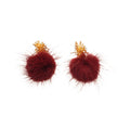 Gold Tone Snowflake Stud Earrings With Fluffy Pom Pom Drops view 5