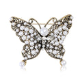 Pearl Butterfly Brooch Filigree Antique Gold Silver Crystal Pin view 1