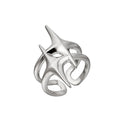 Silver Four Point Star Open Ring Abstract Dual Band view 5