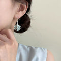 Translucent Blue Ginkgo Leaf Silver Tone Hook Earrings view 4