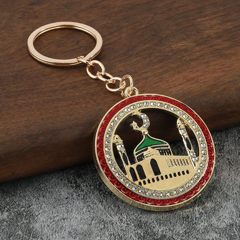 Gold Tone House Rhinestone Keychain Bag Charm Gift