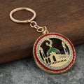 Gold-Tone Mosque Keychain With Colored Border And Clear Stones view 3