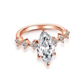Marquise Clear Stone Floral Accent Ring Gold Silver Rose Sizes 6-10 view 2