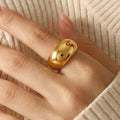 Irregular Smooth Arc Dome Rings Gold Steel Sizes 6-8 view 3