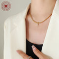 Gold Rope Chain Crystal Initial Letter Pendant Necklace view 3