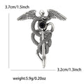 Winged Serpent Staff Medical Brooch in Gold or Silver Tone view 6