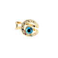 Gold Tone Multicolor Crystal Evil Eye Adjustable Rings view 5