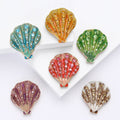 Crystal Shell Brooch In Six Enamel Colors With Polished Metal Detail view 2