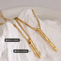 Textured Vertical Bar Pendant Necklace Gold Long Or Short view 2