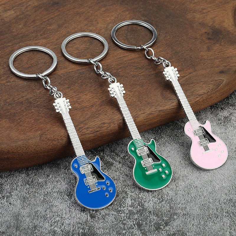 Metal Enamel Guitar Keychain Gift Bag Charm Accessory