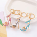 Rhinestone High Heel Keychain Flower Gold Clasp Three Colors view 1