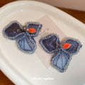 Blue Embroidered Butterfly Crystal Bead Duckbill Hair Clip view 2