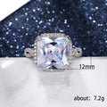 Silver-Tone Rectangular Crystal Halo Ring With Split Shank view 5