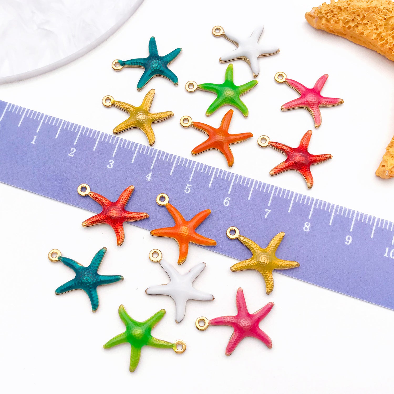 Color Enamel Stainless Steel Starfish Charm Pendant for DIY Ocean Bracelet Jewelry Making