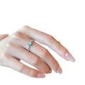 Silver Open Ring Mint Green Cabochon Clear Crystal Band view 5