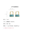 Gold Tone Aqua Clear Stone Padlock Huggie Hoop Earrings view 3