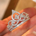 Openwork Clear Stone Tiara Crown Ring In Silver Tone view 2