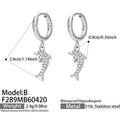 316L Stainless Dolphin Zircon Huggie Drop Earrings Gold Steel view 7