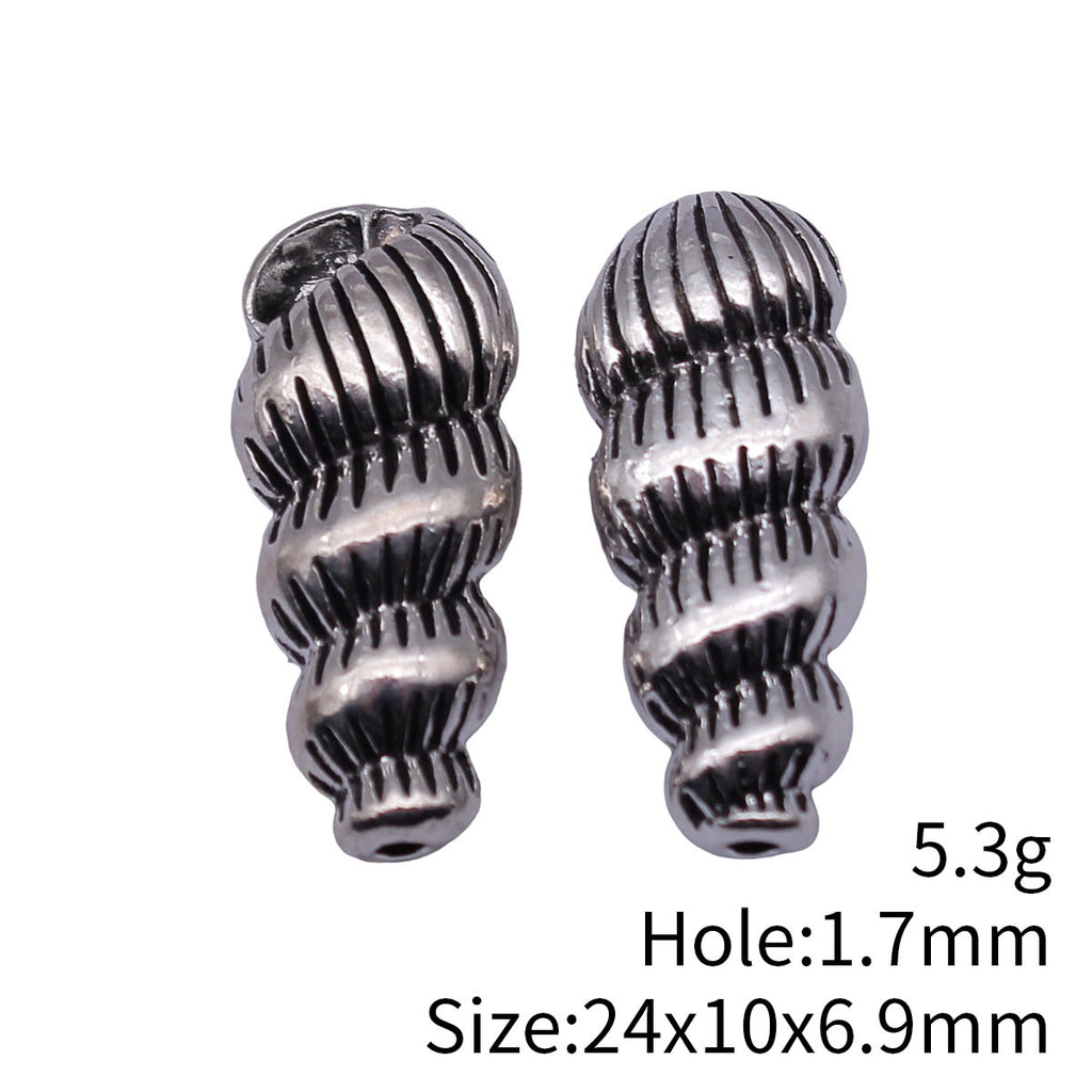 24x10x6.9mm 5.3g Antique Silver Zinc Alloy Conch Shell Loose Metal Beads for DIY Jewelry Making