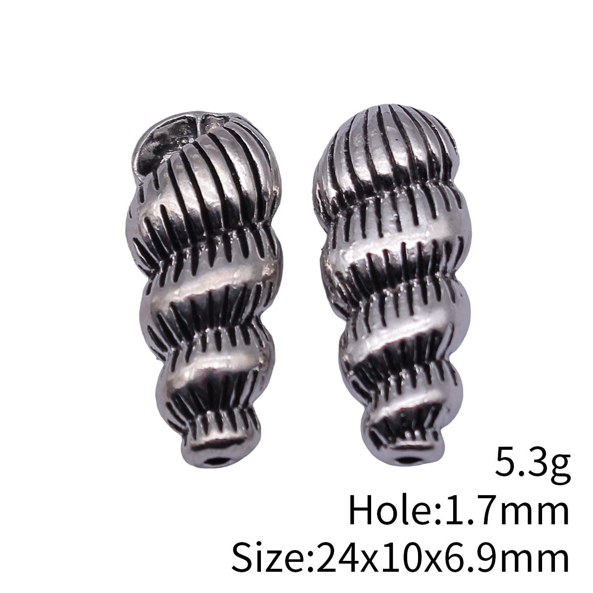 24x10x6.9mm 5.3g Antique Silver Zinc Alloy Conch Shell Loose Metal Beads for DIY Jewelry Making