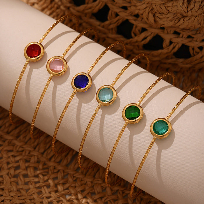 Open Cuff Bangle Gold Stainless Round Czech Glass Multi Color