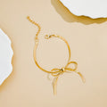 Herringbone Bow Necklace Bracelet Earrings Gold Silver view 4