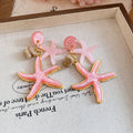 Gradient Starfish Drop Stud Earrings in Pink and Mint view 6