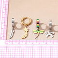 Stainless Steel Dragonfly Star Bow and Feather Huggie Earrings view 4