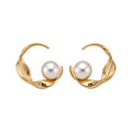 Gold Tone Swirl Pearl Statement Stud Earrings For Women view 5