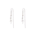 Silver Tone Star Chain Threader Long Dangle Earrings view 5