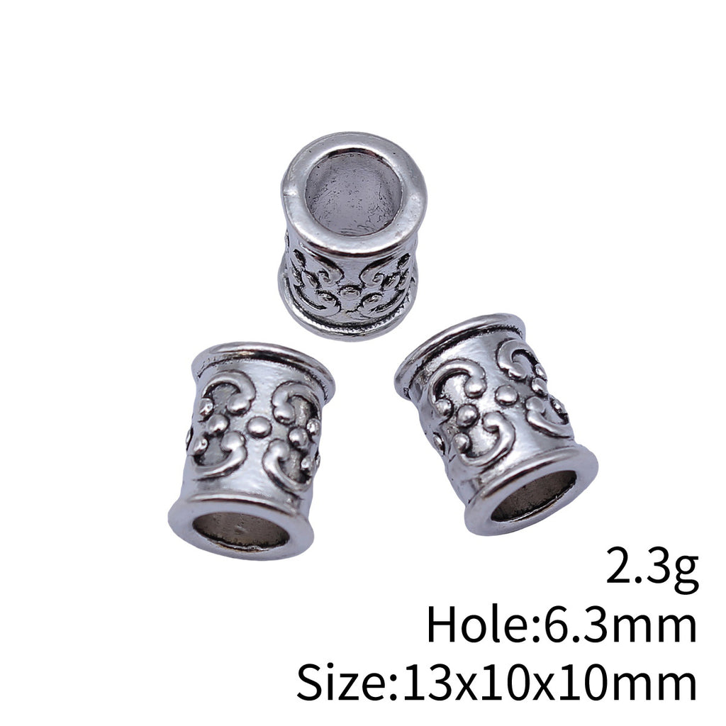 13x10x10mm 2.3g Multicolor Zinc Alloy Pitted Tube Large Hole Spacer Beads for Handmade Jewelry Making