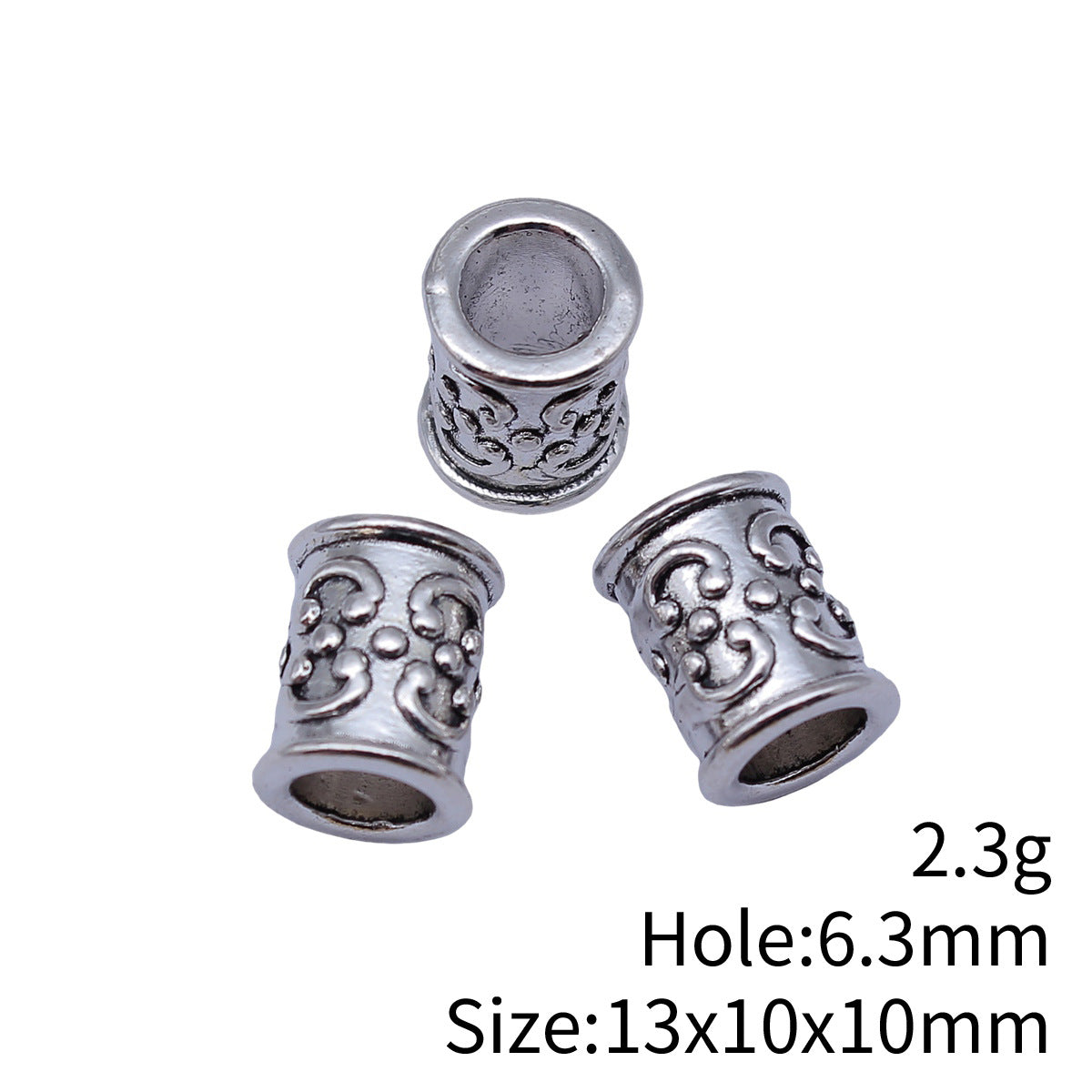 13x10x10mm 2.3g Multicolor Zinc Alloy Pitted Tube Large Hole Spacer Beads for Handmade Jewelry Making