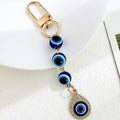 Gold-Tone Evil Eye Bead Chain Keychain With Rhinestone Charm view 2