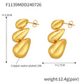 Gold Polished Stacked Triple Teardrop Drop Stud Earrings view 6