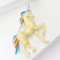 Rainbow Mane Unicorn Brooch with Polished Metal and Decorative Accents view 2