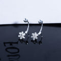 Silver Snowflake Crystal Look Two Part Jacket Earrings view 3