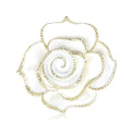 Gold Trim Camellia Brooch In White And Black Enamel view 1