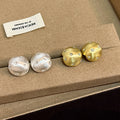Gold and Silver Hammered Star Accent Round Stud Earrings view 2