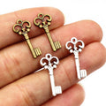 Vintage Key Charms in Antique Bronze and Silver Finishes view 1