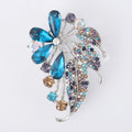 Rhinestone Flower Leaf Brooch Purple or Blue Petals view 7