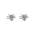 Silver Pave Crystal Spider Stud Earrings Clear Stones view 5