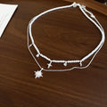 Layered Crystal Star and Pearl Necklace in Silver Tone view 6