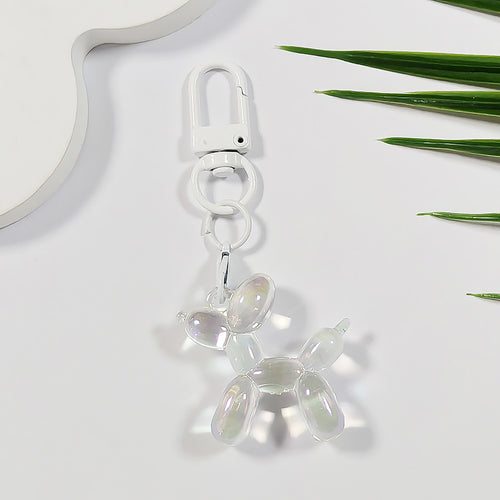 Iridescent white balloon dog charm with white lobster clasp