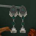 Ornate Teardrop Bell Fringe Long Earrings in Four Colors view 4
