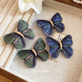 Knitted Thread Butterfly Duckbill Hair Clip Blue Green view 2