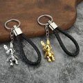 Rabbit Astronaut Keychain, Black Braided Loop, Four Colors view 2