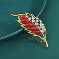 Turquoise Leaf Brooch with Clear Crystal Sprig for Jackets and Scarves view 4