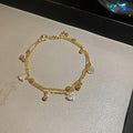 Dual Chain Heart Pendant Bracelet Gold Silver 2 Colors view 6